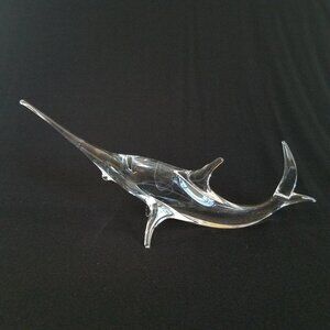 Vilca Italian Crystal Swordfish 7.5" RARE Figurine Art Glass Ocean Beach